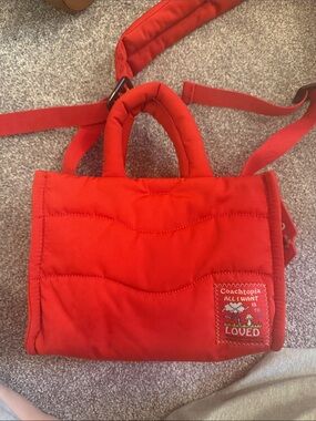 Coach Red Quilted Mini Tote Crossbody with 'Loved' Patch